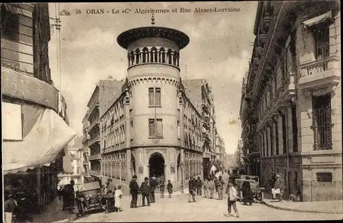 Ak Oran Algerien, Cie Algérienne, Rue Alsace Lorraine, piétons