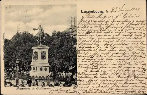 Ak Luxemburg Luxembourg, Monument de Guillaume II, Denkmal