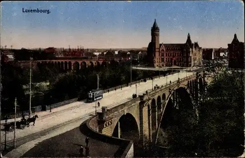 Ak Luxemburg Luxembourg, Panorama, Brücke