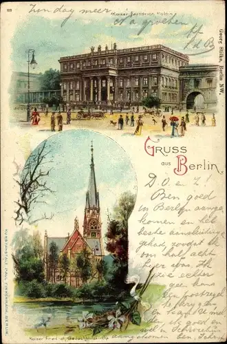 Litho Berlin Mitte, Kaiser Friedrich Palais, Kaiser Friedrich Gedächtniskirche