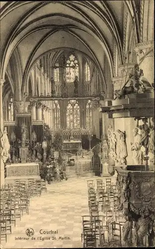 Ak Kortrijk Courtrai Westflandern, Interieur de l'Eglise St. Martin