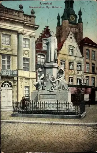 Ak Kortrijk Courtrai Westflandern, Monument de Mgr. Dehaerne