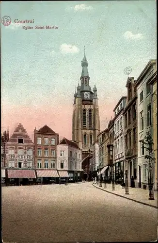 Ak Kortrijk Courtrai Westflandern, Eglise Saint-Martin