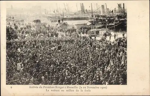 Ak Marseille Bouches du Rhône, Arrivee du President Krüger, le 22.Novembre 1900, la voiture