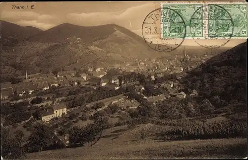 Ak Thann Elsass Haut Rhin, Panorama mit Umgebung