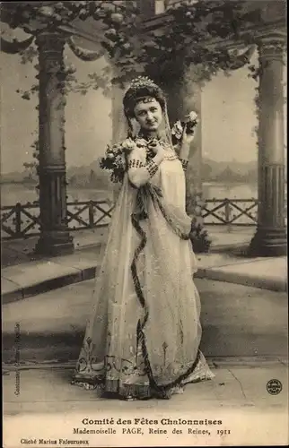 Ak Chalon sur Saône Saône et Loire, Comite des Fetes Chalonnaises, Mademoiselle Page, 1911