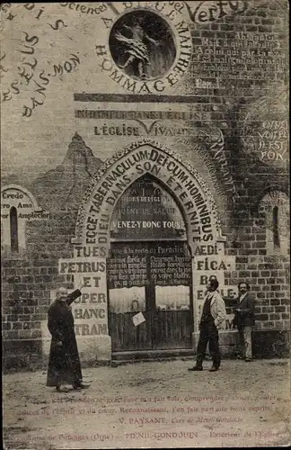 Ak Mesnil Ménil Gondouin Orne, L'Eglise vivante et parlante, Pforte