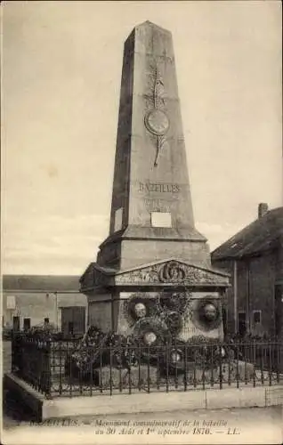 Ak Bazeilles Ardennes, Monument commemoratif de la bataille du 30 Aout et 1er septembre 1870