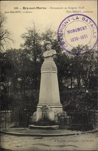 Ak Bry sur Marne Val de Marne, Monument au Sergent Hoff