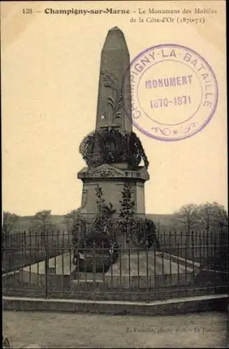 Ak Champigny sur Marne Val de Marne, Le Monument des Mobiles de la Cote-d'Or (1870-71)