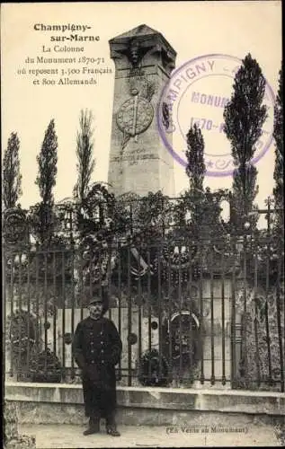 Ak Champigny sur Marne Val de Marne, La Colonne du Monument 1870-71