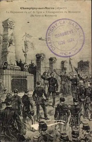 Ak Champigny sur Marne Val de Marne, 1870-71, La Deputation du 42 de ligne, L'Inauguration