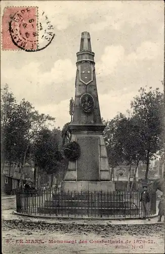 Ak Le Mans Sarthe, Monument des Combattants de 1870-71