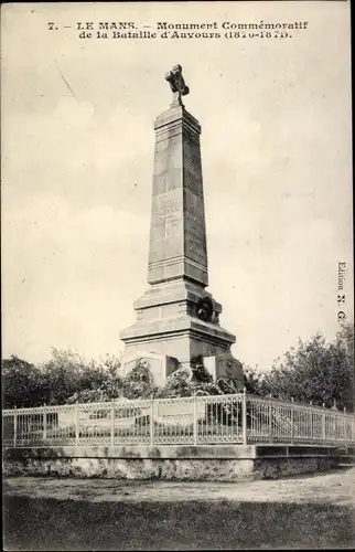 Ak Le Mans Sarthe, Monument Commemoratif de la Battaille d'Auvours 1870-71
