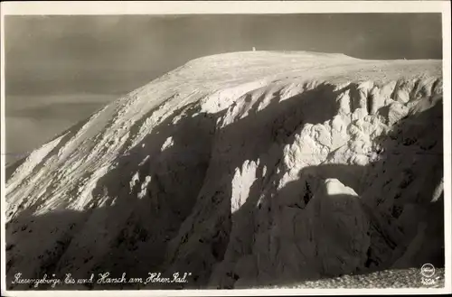 Ak Riesengebirge Schlesien, Eis und Harsch am Hohen Rad