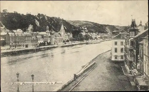 Ak Dinant Wallonien Namur, Panorama en amont de la Meuse