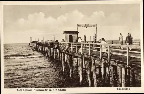 Ak Ostseebad Zinnowitz auf Usedom, Seebrücke