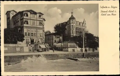 Ak Sassnitz auf Rügen, Strand-Hotel und Hotel am Meer