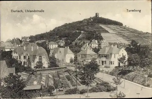 Ak Durlach Karlsruhe in Baden, Uhlandstraße, Turmberg