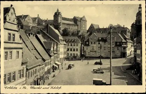 Ak Colditz in Sachsen, Markt und Schloss, Platz