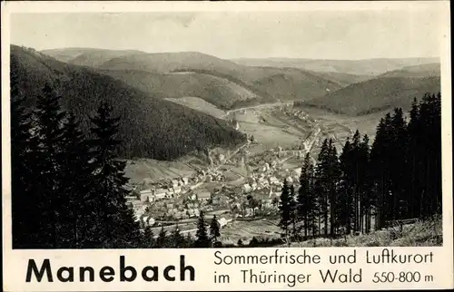 Ak Manebach Ilmenau, Blick auf den Ort