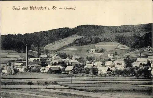 Ak Wehrsdorf Sohland an der Spree, Blick auf den Ort mit Umgebung, Oberdorf