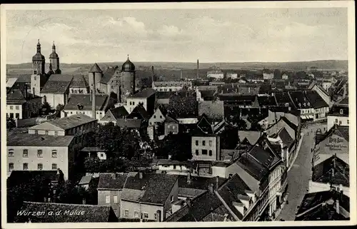 Ak Wurzen in Sachsen, Blick über die Dächer der Stadt, Kirche, Turm