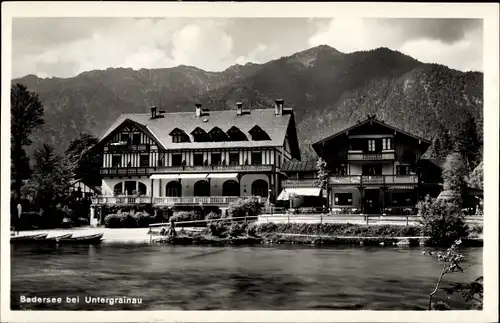 Ak Untergrainau Grainau in Oberbayern, Badersee, Boote, Gebäude
