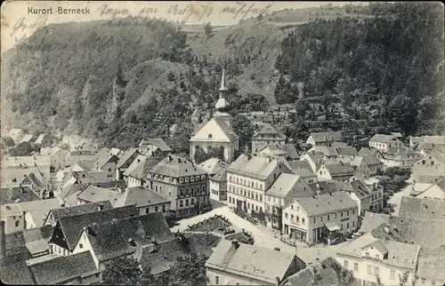 Ak Bad Berneck im Fichtelgebirge Bayern, Panorama, Kirche