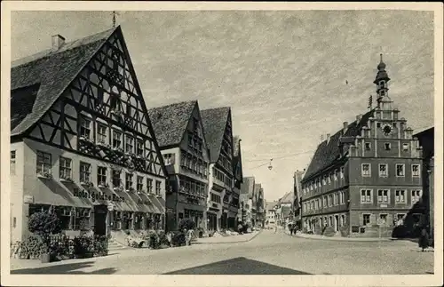 Ak Dinkelsbühl in Mittelfranken, Marktplatz, Hotel Goldene Rose, Außenansicht