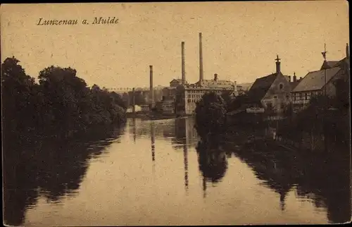 Ak Lunzenau in Sachsen, Teilansicht an der Mulde