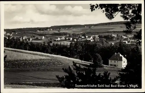 Ak Sohl Bad Elster im Vogtland, Gesamtansicht des Ortes, Felder