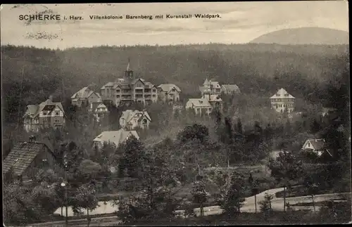 Ak Schierke Wernigerode am Harz, Villenkolonie Barenberg mit Kuranstalt Waldpark