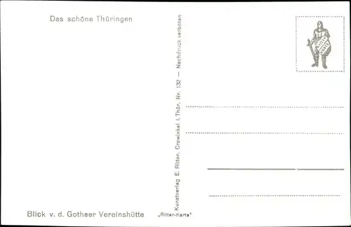 Ak Stutzhaus Luisenthal Thüringen, Blick von der Gothaer Vereinshütte