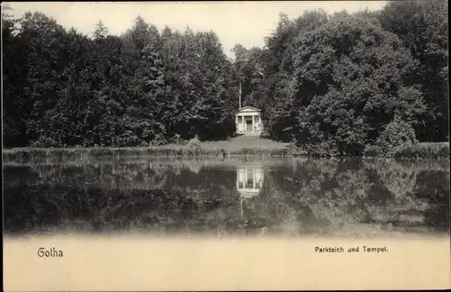 Ak Gotha in Thüringen, Parkteich und Tempel
