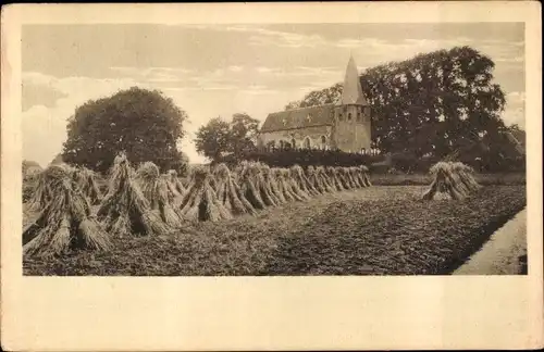 Ak Hoog Keppel Gelderland, Kirche, Strohfeld