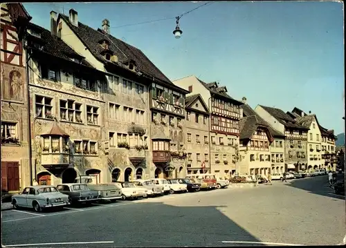 Ak Stein am Rhein Kanton Schaffhausen, Rathausplatz, Parkende Autos
