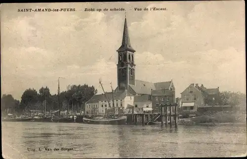 Ak Sint Amands Flandern Antwerpen, Vue de l'Escaut