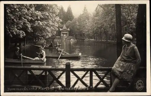 Foto Ak Karlovo Údolí Karlthal Šluknov Schluckenau Region Aussig, Gondelfahrt, Ruderboote