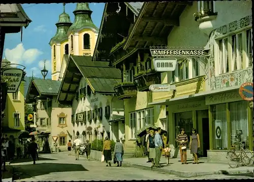 Ak Sankt Johann in Tirol, Speckbacherstraße, Bank, Raiffeisenkasse, Feinkostgeschäft