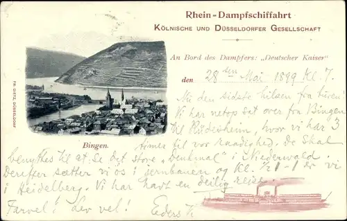 Ak Bingen am Rhein, Dampfer Deutscher Kaiser, Rhein Dampfschifffahrt