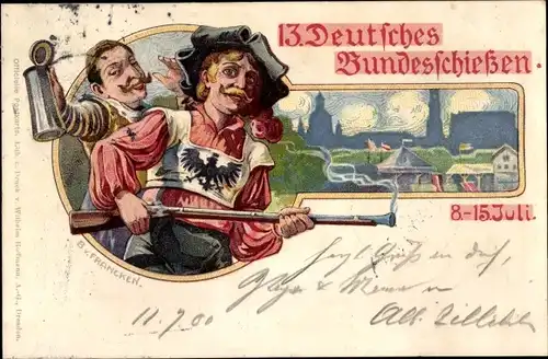 Künstler Litho Francken, B. v., Dresden, 13. Deutsches Bundesschießen, Schützenfest