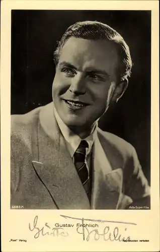 Ak Schauspieler Gustav Fröhlich, Portrait, Autogramm