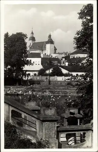 Ak Hranice na Moravě Mährisch Weißkirchen Region Olmütz, Teilansicht mit Kirche