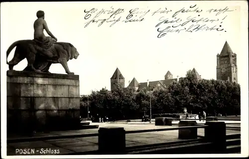 Foto Ak Poznań Posen, Schloss, Denkmal