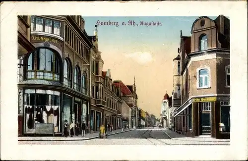 Ak Alt Homberg Duisburg N, Blick in die Augustastraße, Geschäfte Fritz Geiseler, D. Nünninghof