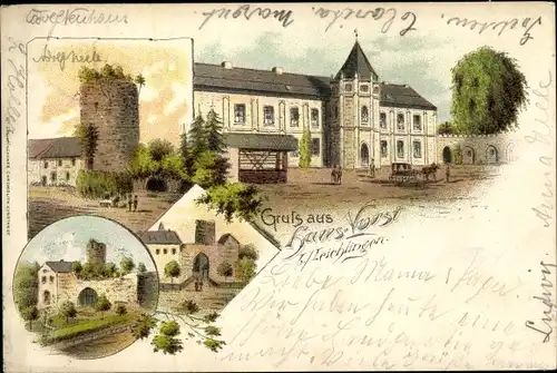 Litho Leichlingen im Rheinland, Haus Vorst, Burgturm, Portal