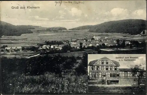 Ak Kleinern Edertal Hessen, Gasthof zum Wesetal, Blick auf den Ort