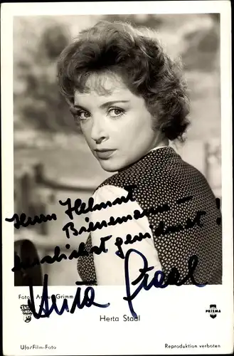 Ak Schauspielerin Herta Staal, Portrait, Autogramm