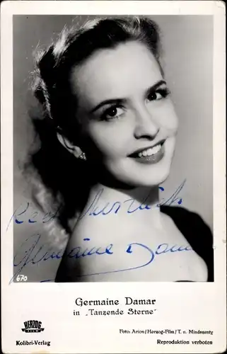 Ak Schauspielerin Germaine Damar, Portrait, Tanzende Sterne